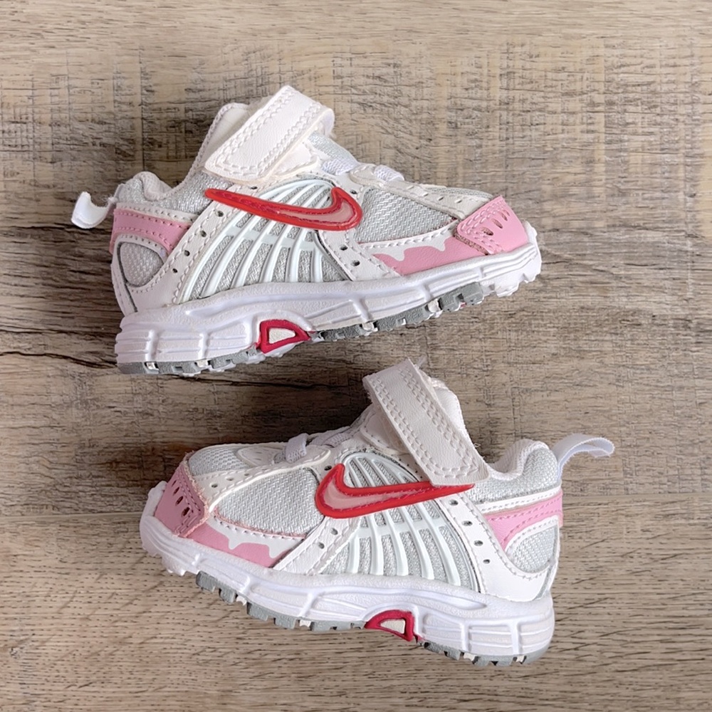 Nike Baby Girl Pink and White Velcro Sneakers